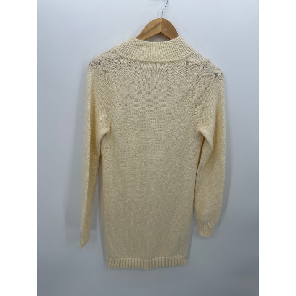 Lovers‎ and Friends Cream Wool Blend Quarter Zip Sweater Dress Womens Small Mock - Picture 2 of 7